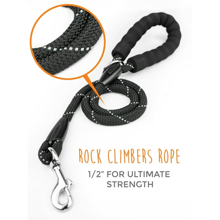 Heavy Duty Dog Leash - 10 FT Reflective Rope Leash With Padded Handle | For Small, Medium & Large Dogs