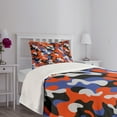 thumbnail image 5 of Ambesonne Camouflage Quilted Bedspread Set 2 Pcs, Abstract Paint Splashes, Twin Size, Violet Blue Vermilion, 5 of 6