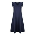 thumbnail image 5 of Tumotour Denim Dress For Women Summer Ruffle Sleeveless V Neck Jean Long Dress Blue Casual Loose Jean Maxi Dress 2025, 5 of 7