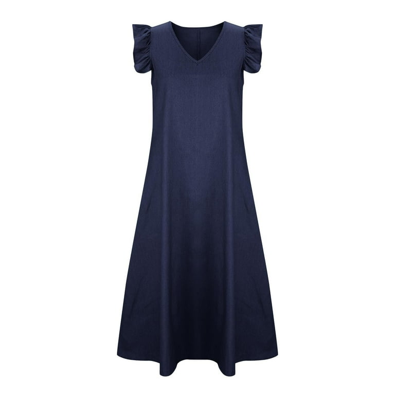 green emerald velvet dress Denim V-Neck Puff Sleeve Dress main image 0