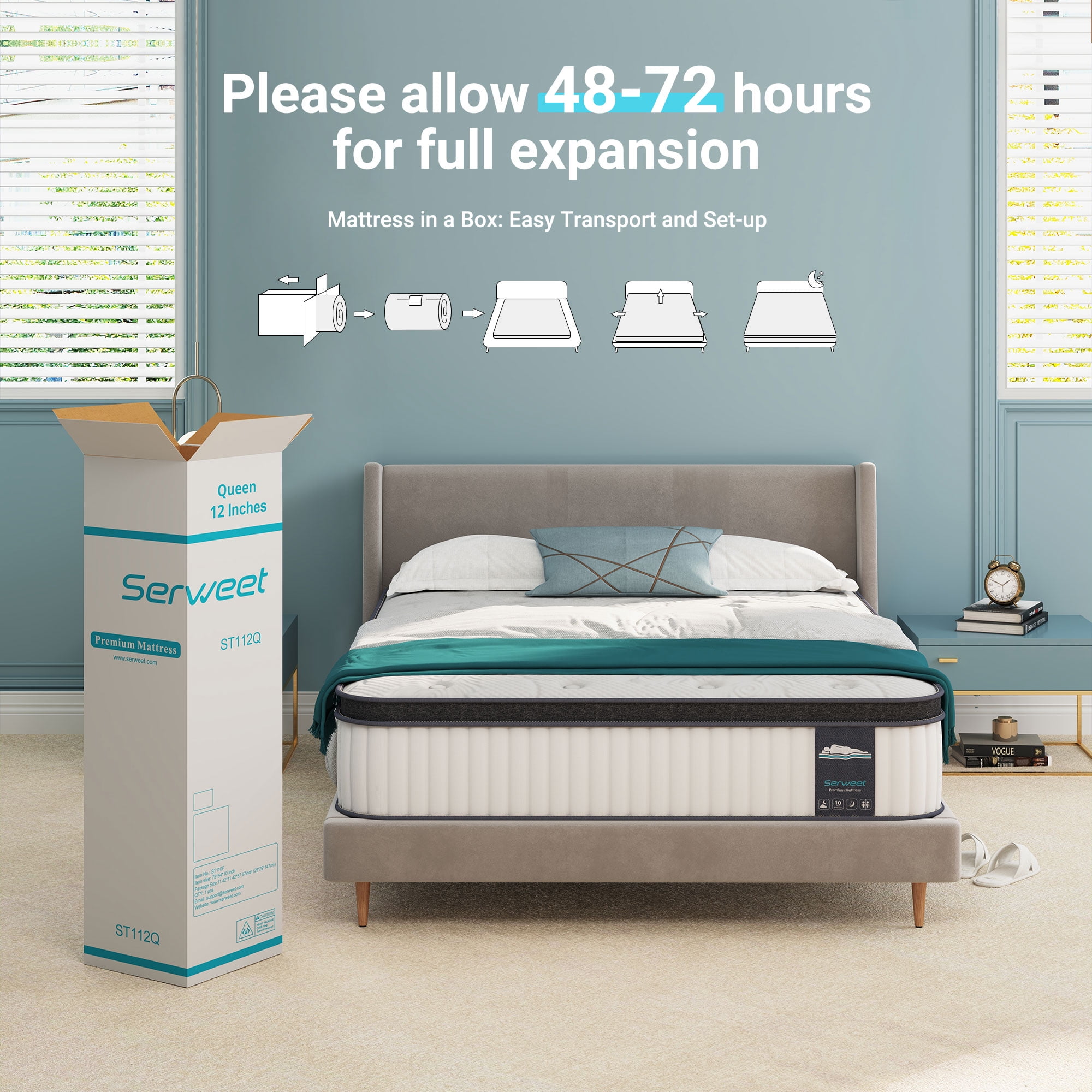 Full Size Mattress, 10 Inch Hybrid Memory Foam Full Mattress in a Box, Medium Firm Mattress for Cooler Sleep Supportive & Pressure Relief, Made in North America