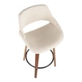 thumbnail image 4 of Lumisource Fabrico Mid-Century Modern Counter Stool in Walnut and Cream Fabric - Set of 2, 4 of 4