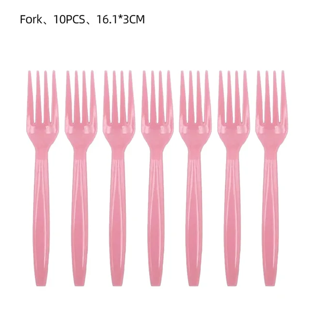 Muñeca estilo arcoíris Y2K, tema musical, fiesta de feliz cumpleaños, vajilla decorativa desechable, servilleta, globo, Baby Shower, regalo para niña y niño(fork 10pcs