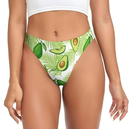 Rateoe Avocado And Tropical Palm Leaves Pattern Seamless Women Underwear Thongs No Show Ladies Thong No Line Breathable Comfortable Panties Undies for Women-X-Small