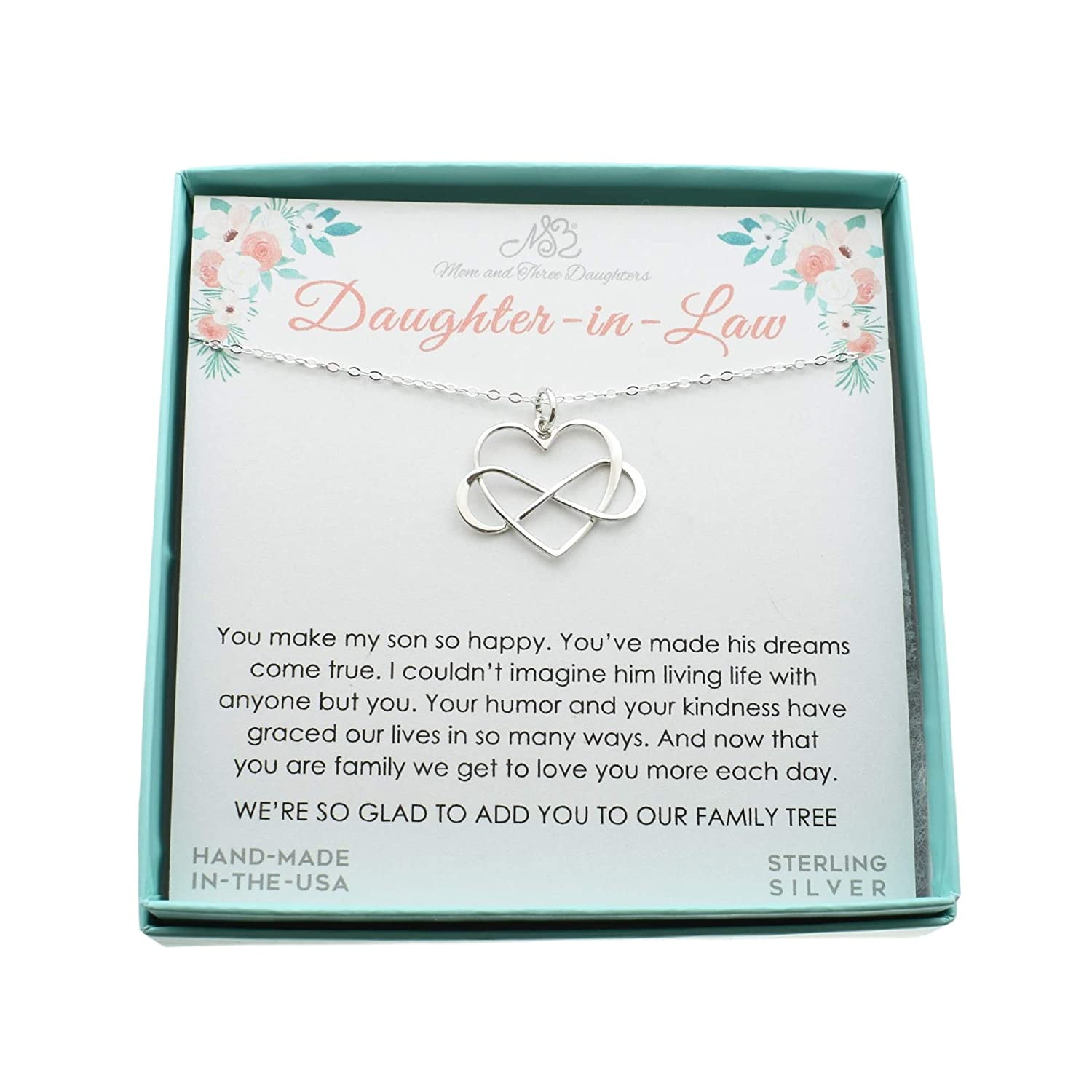Gift For Daughter In Law Infinity Heart Charm Pendant In Sterling Silver On An 18 Sterling Silver Cable Chain Gift From In Laws Walmart Com