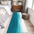 thumbnail image 4 of Ombre Teal Waves 2'x6' Runner Rugs for Hallway Kitchen Bedside Non Slip Washable, Abstract Art Gradient Modern Entryway Rug Runners with Rubber Backing, Long Carpet Runner for Laundry Room, 4 of 8