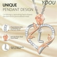 thumbnail image 2 of Ydou Rose Heart Initial Necklace for Women, 14K White Gold Plated Love Heart Letters with Rose Flower Pendant Necklace for Women, 2 of 9