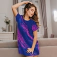 thumbnail image 3 of Disketp Neon Gradient Blue para Camisón Corto de Manga Corta para Mujeres, Camisón Cómodo con Escote Redondo, Bonito y Confortable, 3 of 6