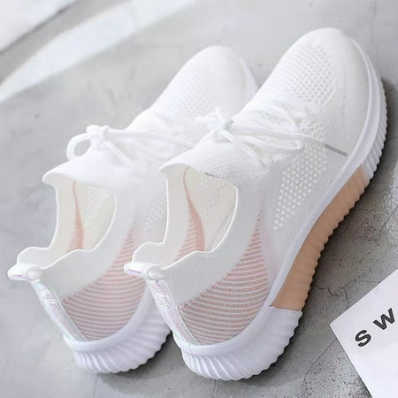 

shoes female han edition sports recreational shoe joker breathable wear resistant surface mesh shoe leather white shoe