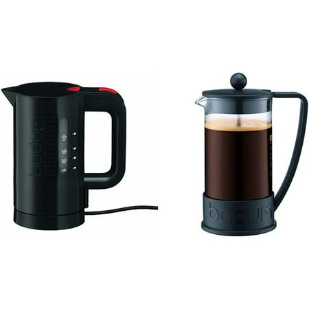 

Bistro Electric Water Kettle 17 Ounce Black & 10948-01Bus Brazil French Press Coffee And Tea Maker 12 Ounce Black