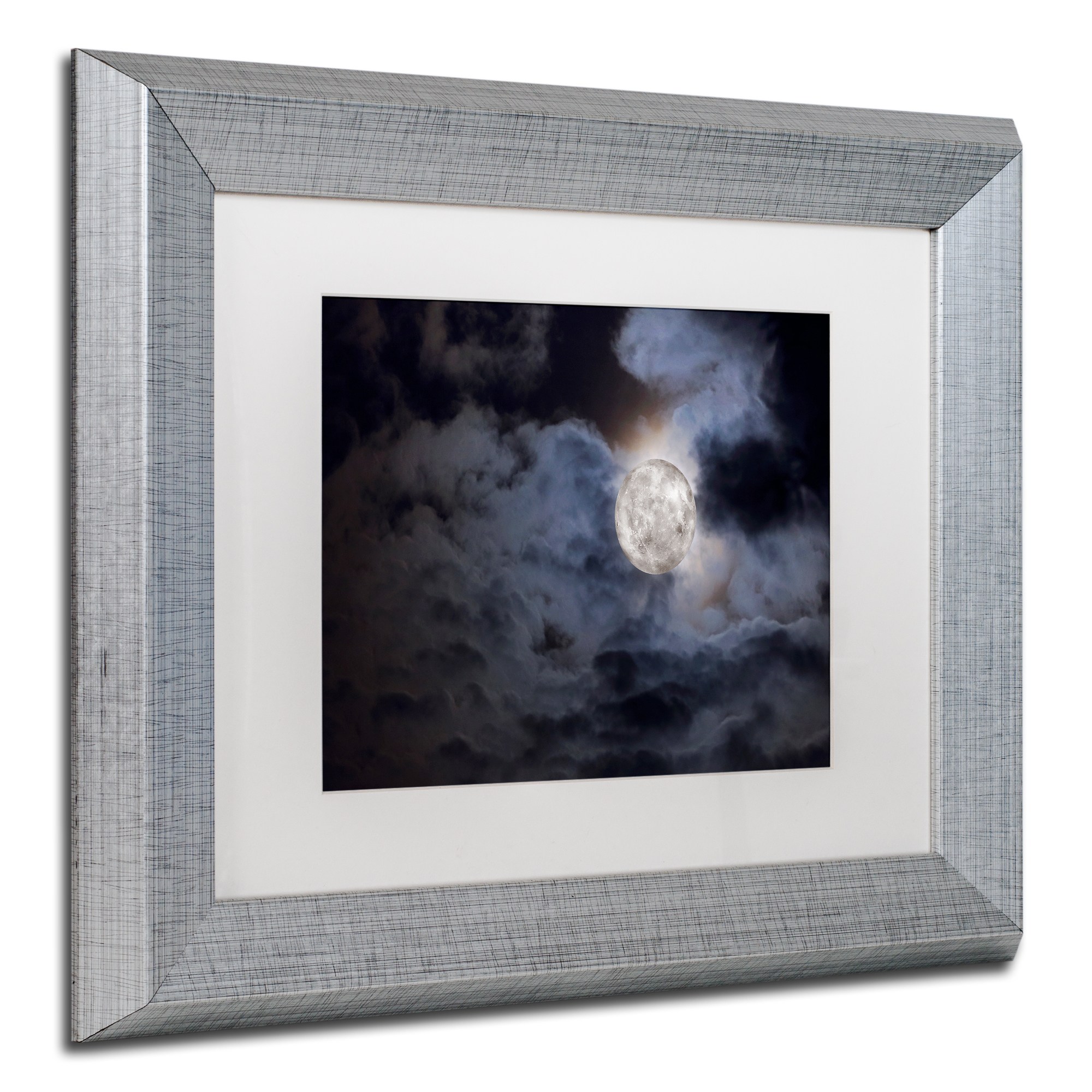 Trademark Fine Art "Supermoon " Canvas Art by Jason Shaffer, White Matte, Silver Frame