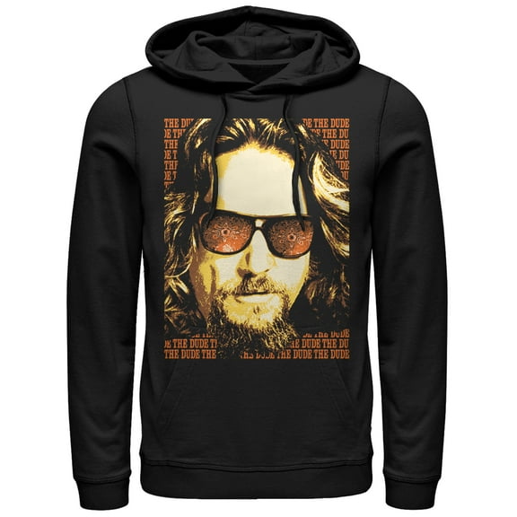 Men's The Big Lebowski The Dude Text Poster  Pull Over Hoodie Black Small