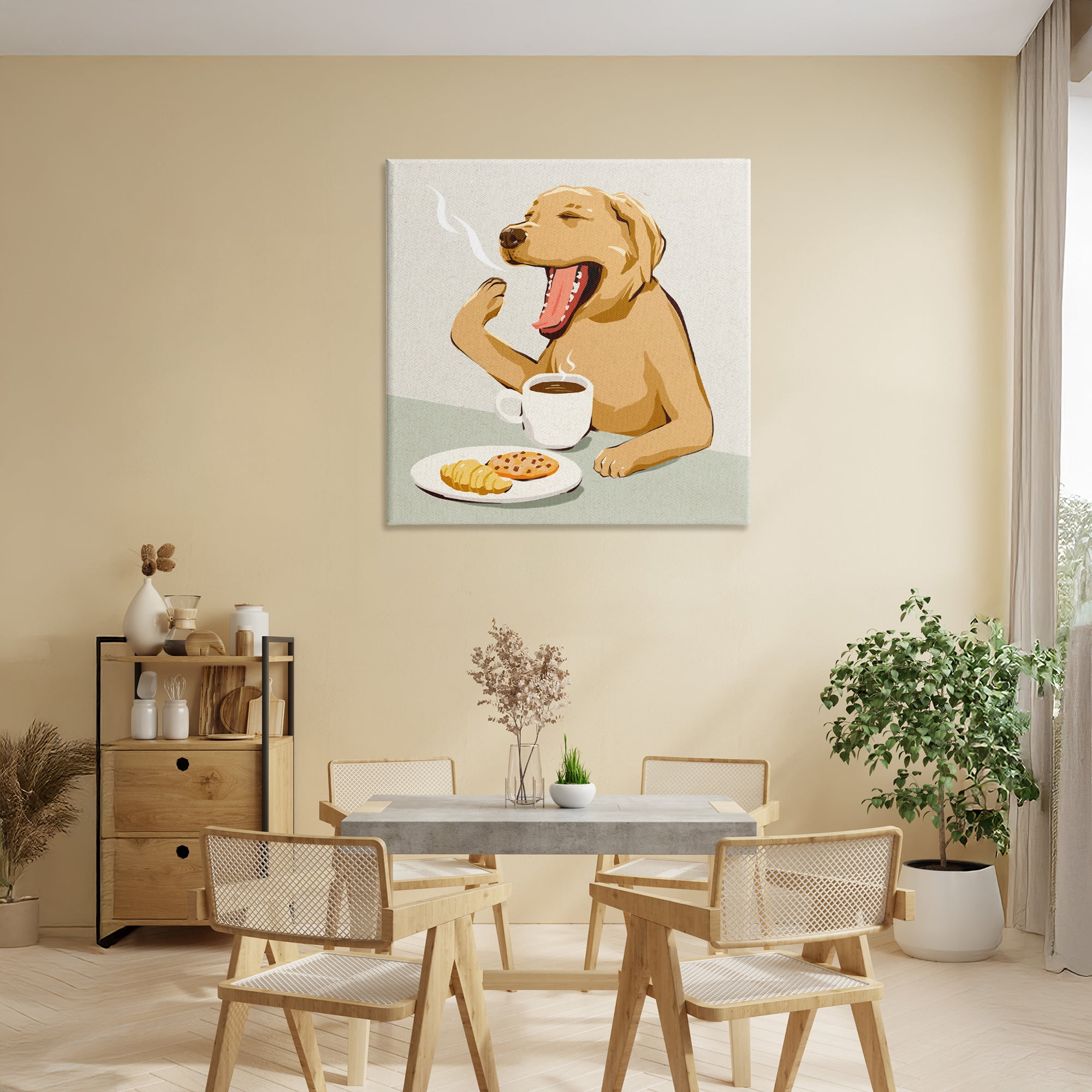 Stupell Industries Yawning Dog Morning Coffee Canvas Wall Art, design by Ziwei Li