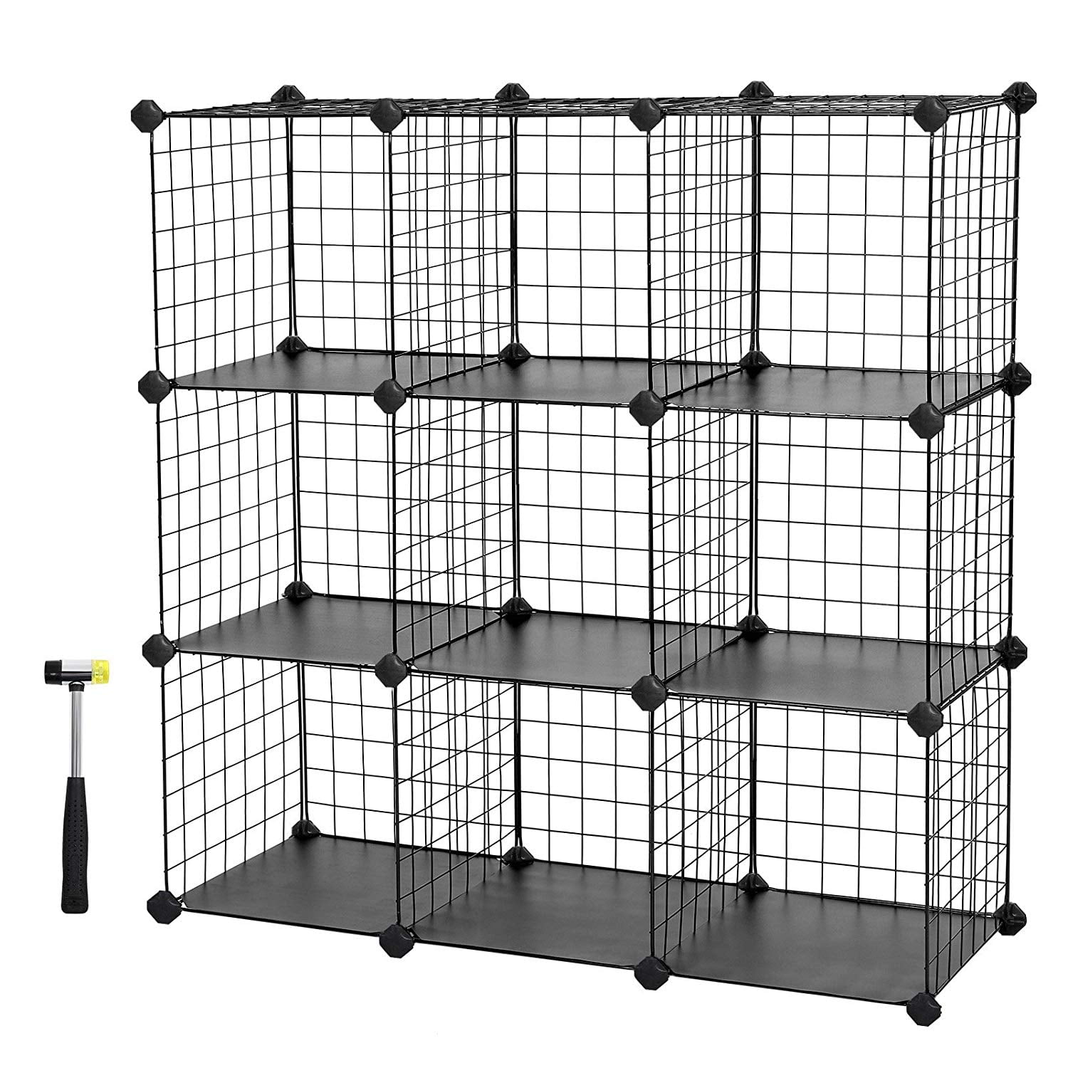 SONGMICS 9Cube Metal Wire Storage Cube, Storage Shelves Organizer,Stackable Storage Bins