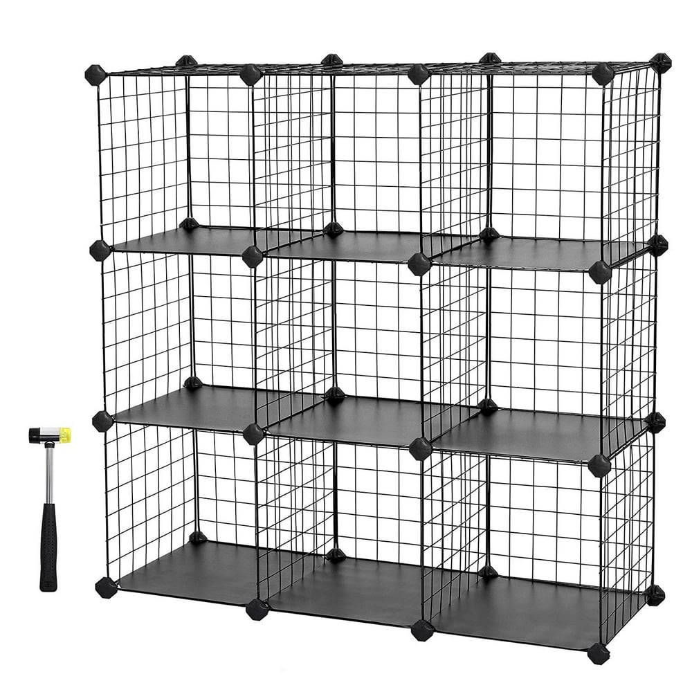 SONGMICS 9Cube Metal Wire Storage Cube, Storage Shelves Organizer
