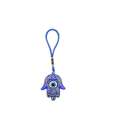Bravo Team Evil Eye Hanging Hamsa Hand Amulet Pendant For Good Luck Protection Health And Joy Home Wall Decor Made Of Resin With Intricate Design Of Evil Eye Charm In Blue And White