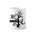 thumbnail image 1 of Halloween Cat Hallowmas Tree Titular de cepillo de dientes de cerámica taza de regalo pluma blanco taza 350ml, 1 of 2