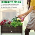 thumbnail image 6 of Outsunny Outdoor Flower Stand with legs, Rattan Wicker Look, Tool Storage Shelf, Portable Design for Herbs, Vegetables, Flowers, Brown, 6 of 10