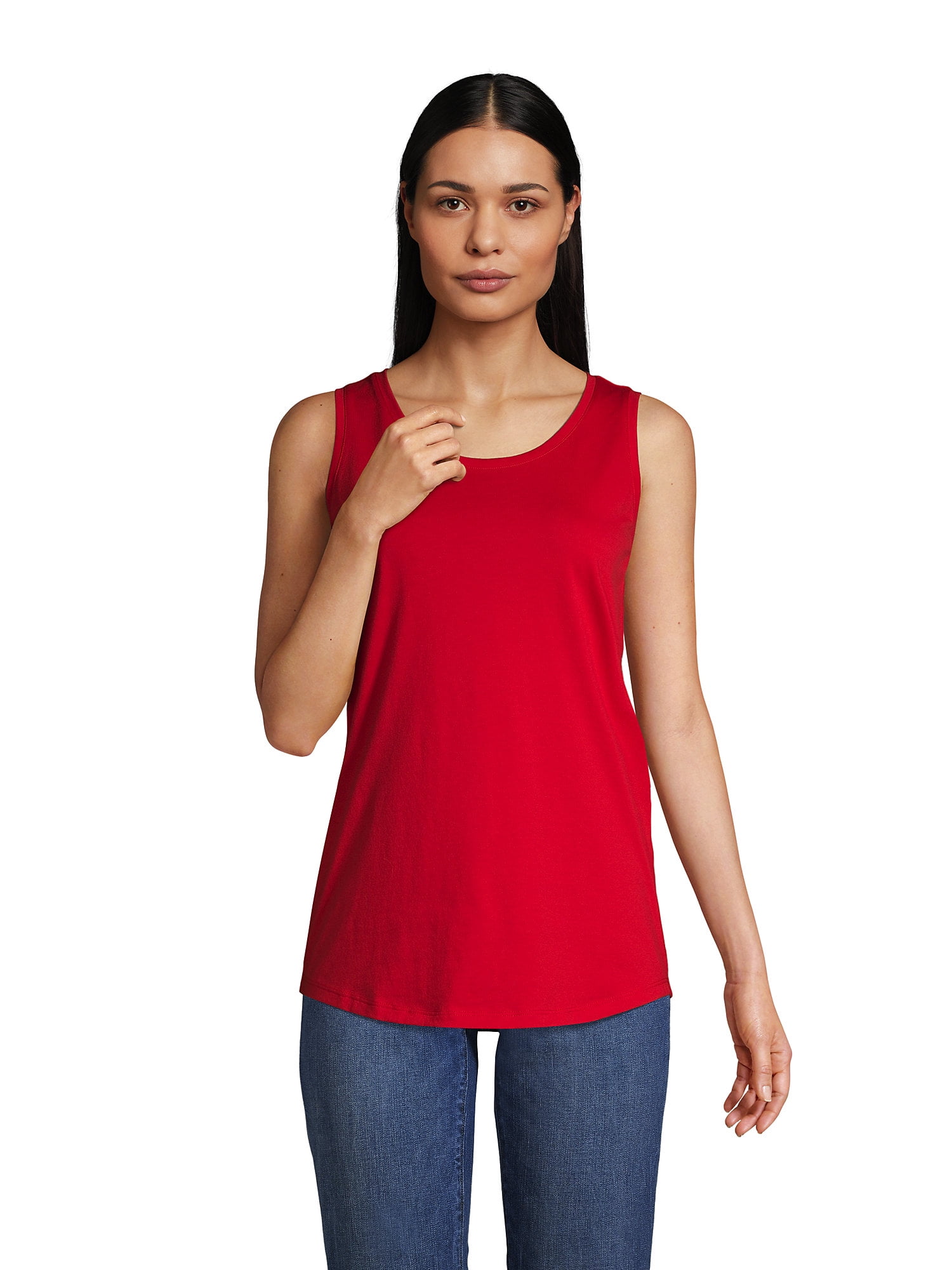 Lands' End Women's Petite Supima Cotton Scoop Neck Tunic Tank Top