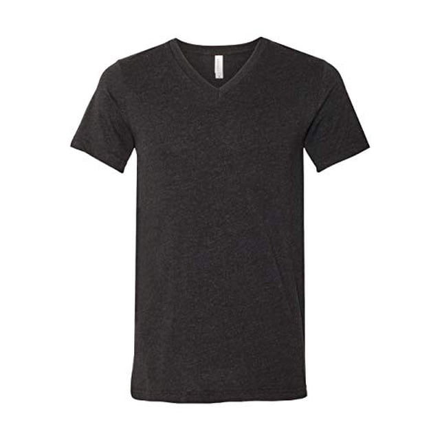 BELLA+CANVAS T-Shirt Jersey à Col en V pour Homme, TP, Noir Chiné