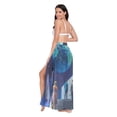 thumbnail image 3 of FORMRS Womens Long Sarong Beach Wrap Semi-Sheer Bikini Skirt Bathing Swimsuit Cover Up, Blue Planet, 3 of 7
