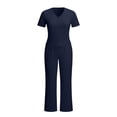 thumbnail image 7 of Gealkoca Fashion Women's Two Piece Matching Lounge Set Short Sleeve Solid Color Side Ruching V Neck Top Wide Leg Drawstring Pants Set with Pockets, 7 of 7
