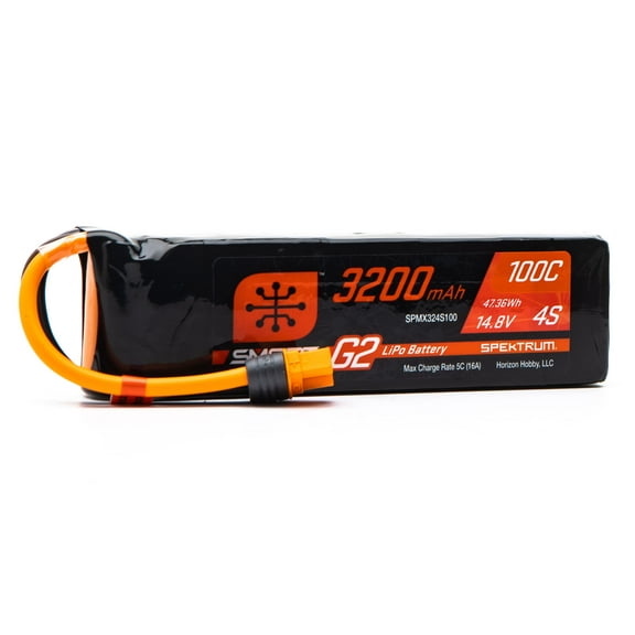 Spektrum Accessories 3200mAh 4S 14.8V Smart G2 LiPo 100C IC3 SPMX324S100 Airplane Batteries