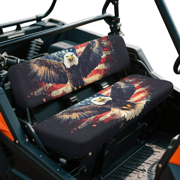 Yuyamidu Eagle UTV Bench Mule Seat Cover American Flag UTV Seat Cover Fit for Mule 3000 3010 3020 4000 4010 2001-2024 Full Protection Anti-Scratch