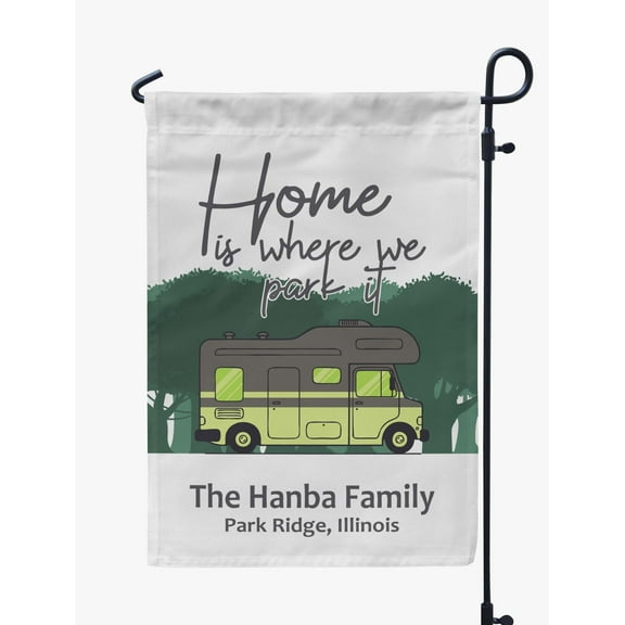 Printtoo White Home Is Where We Park It Class C Motorhome Camping Flags For Campers Personalized Double SidedFlag Outdoor Decor Sign CampsiteFlag