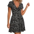 thumbnail image 2 of NTACZA Women'S Dresses Sundress Daisy Print Casual Boho Short Faux-Wrap Short Sleeve V-Neck Vacation Size L, 2 of 6