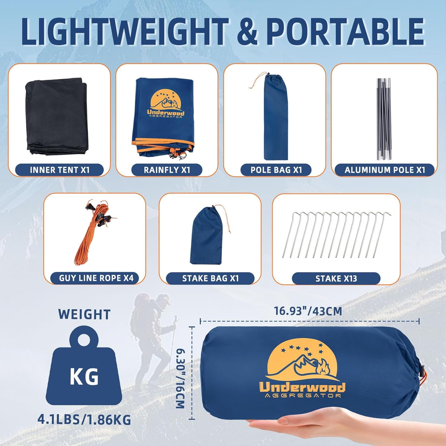 1 Person Backpacking Tent for Camping - Aegis Ultralight Waterproof Outdoor One Person Tent