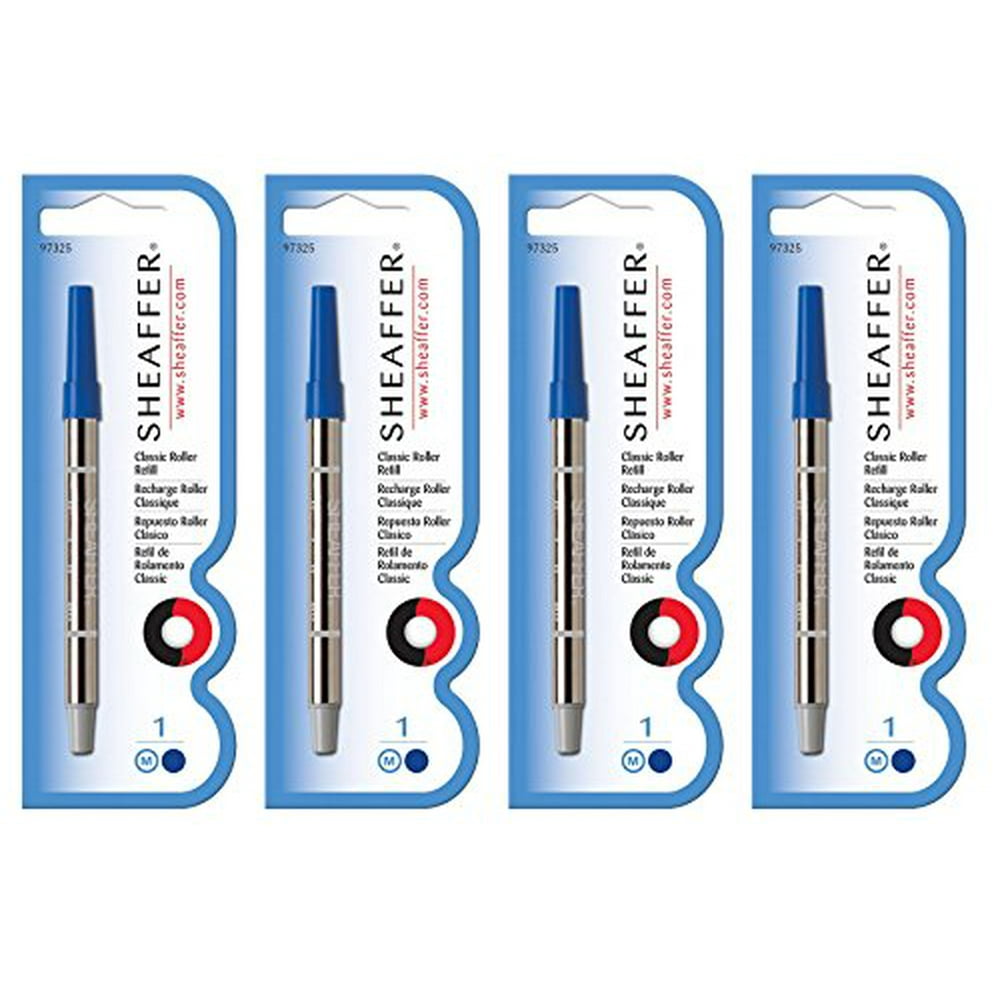 Sheaffer Rollerball Classic Pen Refills, Medium Point, Blue Ink, 4PACK