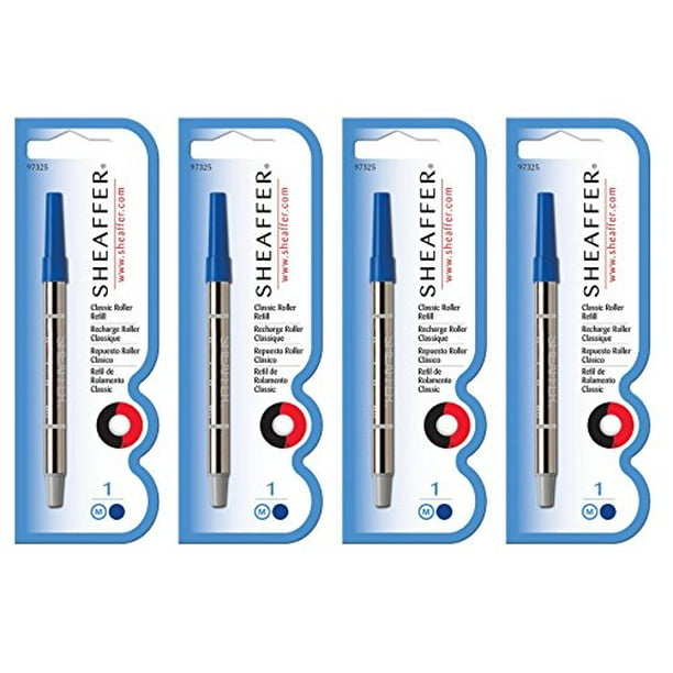 Sheaffer Rollerball Classic Pen Refills, Medium Point, Blue Ink, 4PACK