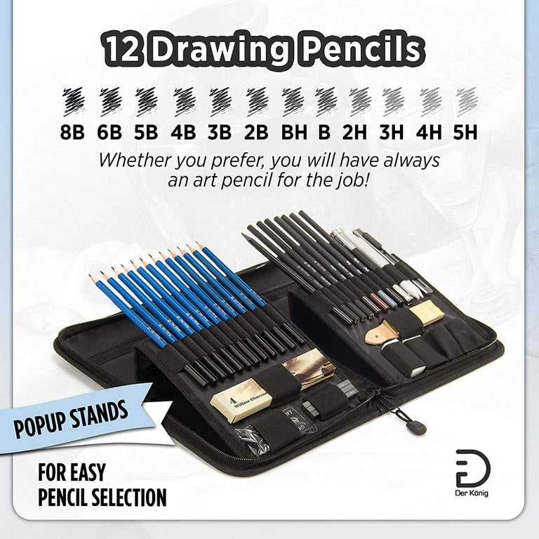 Derkonig Drawing Pencils and Sketch Art Set for Kids Teens Adults Beginners to Advanced Artists