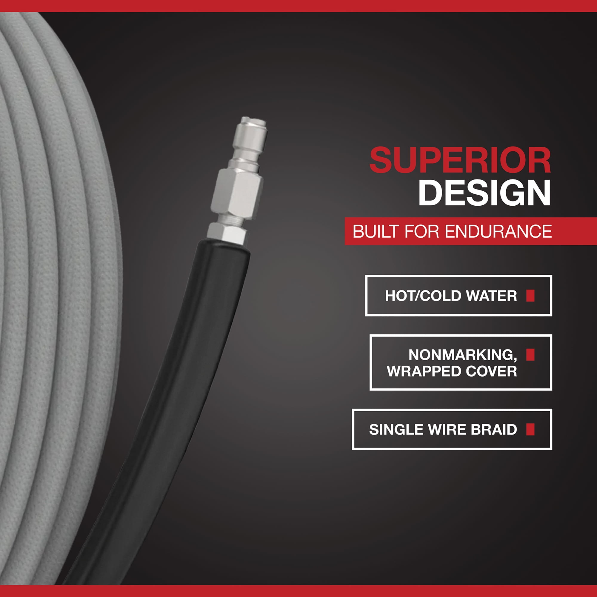 NorthStar Nonmarking Pressure Washer Hose, 4000 PSI, 100ft. x 3/8in.