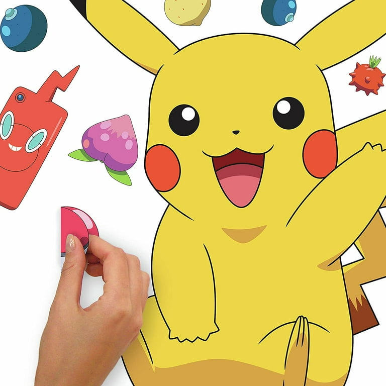 GIANT PIKACHU Pokemon Peel & Stick Wall Decals Mural Pokeball Stickers Boys  Room