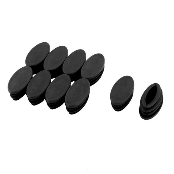 Unique Bargains 10Pcs Antislip Plastic Oval  40mm x 20mm Chair Foot Cover Table Furniture Leg Protector Black