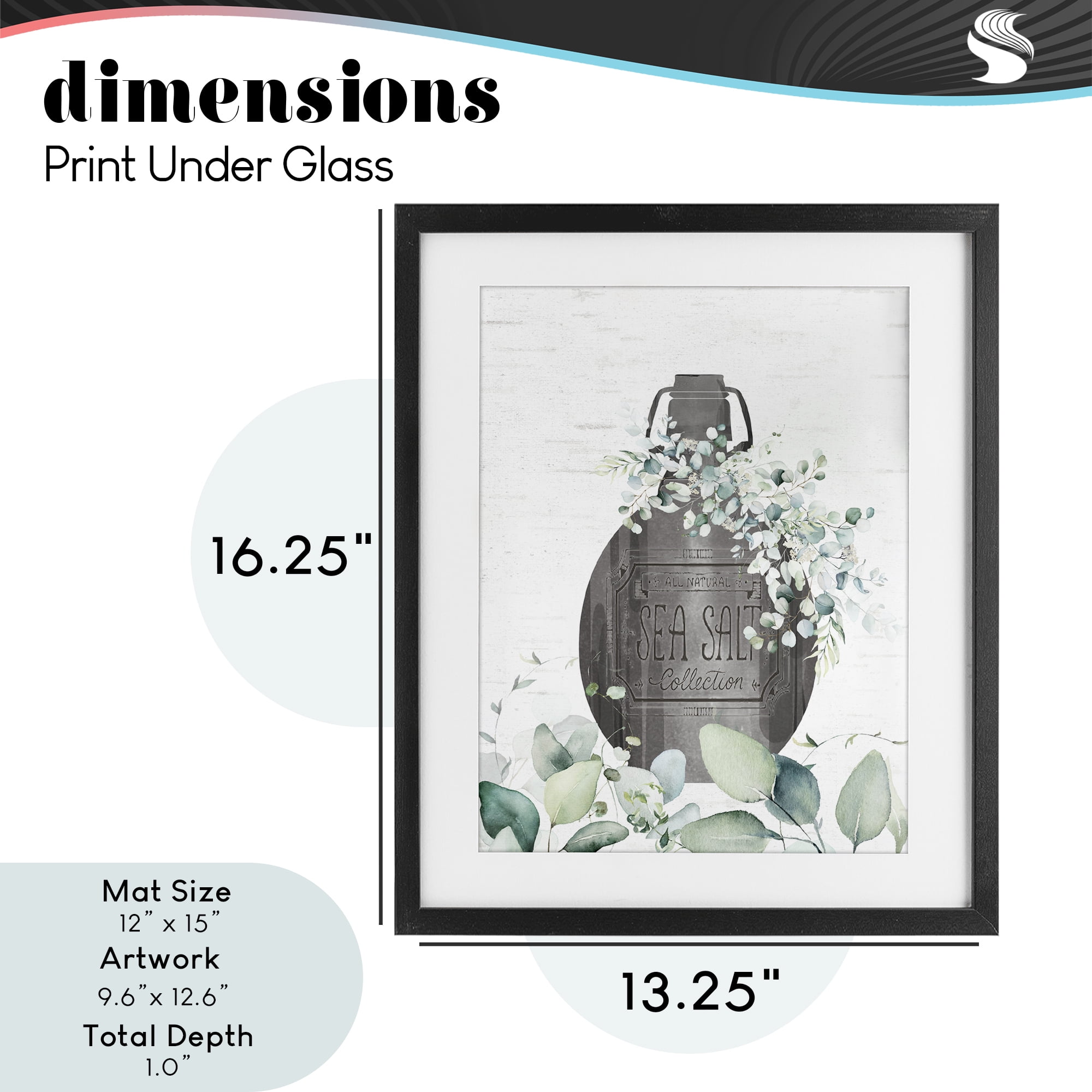 Sea Salt Collection Bottle Black Framed Print Under Glass, design by Lettered and Lined