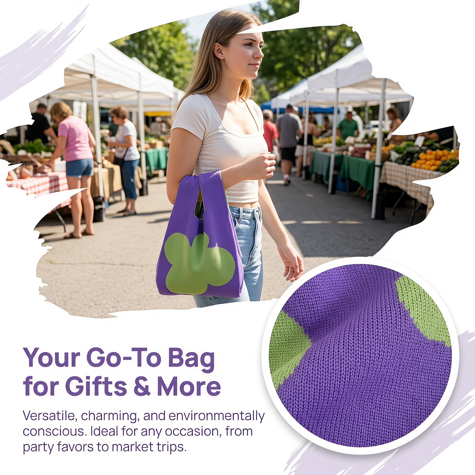 Unique Bargains Cute Cartoon Gift Bags with Handles for Parties 7.5" x 13.4" Purple Grass
