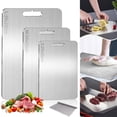 thumbnail image 1 of GALASALA Tablas para Picar Cocina, 3PCS Tabla para Picar de Doble Cara, Tabla de Acero Inoxidable 304 para Picar Cocina, Cutting Board Id&oacute;nea para Cortar Carne, Frutas, Con Tapete Antidesli, 1 of 7