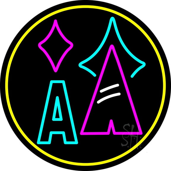 Poker Cards 2 LED Neon Sign 18 x 18 - inches, Black Square Cut Acrylic Backing, with Dimmer - Bright and Premium built indoor LED Neon Sign for wall décor, arcarde, and storefront.