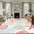 thumbnail image 2 of Red Orange Coastal 8x10 Area Rugs, Summer Beach Coral Shell Ocean Non-Skid Rubber Backing Large Rectangle Rugs - Living Room Bedroom Home Office, Indoor Floor Mat Carpets Washable Rug, 2 of 9