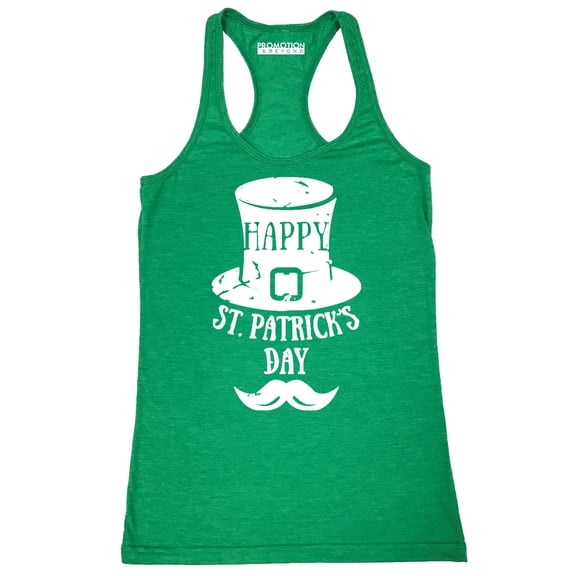 P&B HAPPY ST PATRICKS DAY! Women's Tank Top, L, H. Green