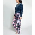 thumbnail image 2 of Muk Luks Women's Silky Velour Pajama Set, Navy/Navy Plaid, T/4X, 2 of 4