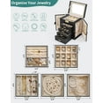 thumbnail image 3 of 5-Tier Jewelry Box Leather Jewelry Storage Organizer with 4 Drawers Lockable for Women Girls Ring Necklace Earring Bracelet Watches Holder with Mirror Black, 3 of 15