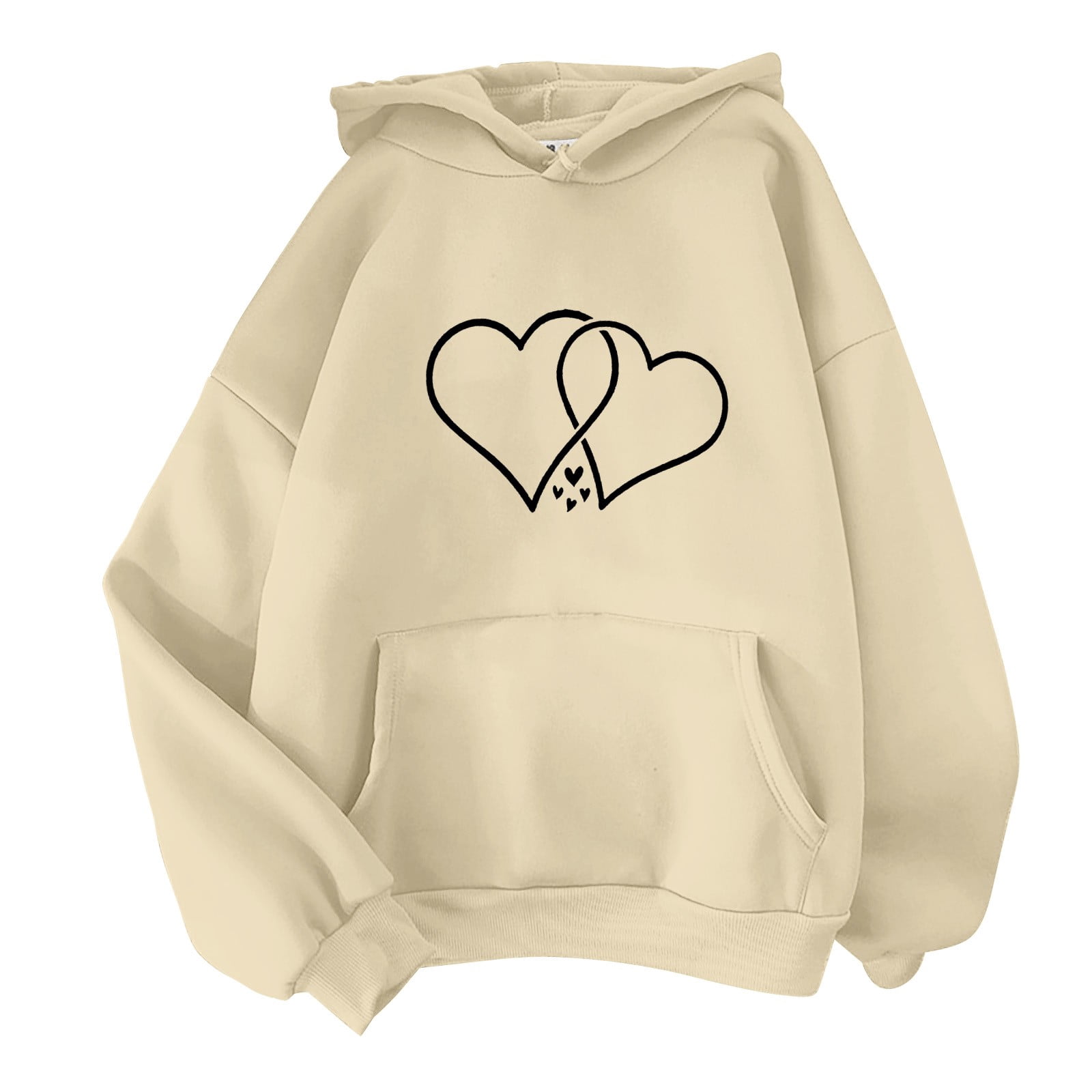 IMENGL Solid color long sleeve 190G Japanese love hoodie, White M