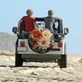 thumbnail image 6 of Cute White, Orange, And Yellow Flower Design Camper Spare Tire Cover Colorful Floral Polyester Universal Spare Wheel Tire Cover Wheel Covers Fit for SUV Truck Travel Trailer 15inch, 6 of 8