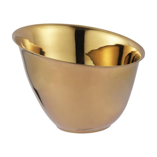 DOLITY Food Serving Bowl Serving Utensils Unbreakable Kitchen Supplies  Container Metal 17cm Thick Gold