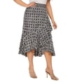 thumbnail image 2 of Beautybatik Black Women Batik Floral Print Long Flowy Pleated Elastic High Low Ruffle Skirt 2X, 2 of 5