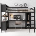 thumbnail image 6 of Kumix Metal Loft Bed with Wardrobe And L-shaped Desk, Queen Size Loft Bed with Storage Cubes and Shelves, Heavy Duty Loft Bed Frame for Teens Adults, Noise-Free, Easy Assembly, Black, 6 of 8